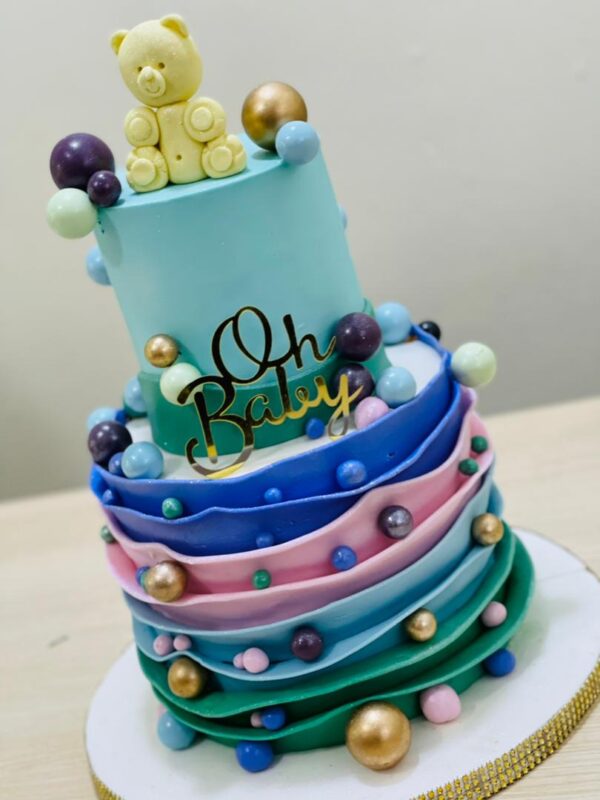 Frosted Fantasy Fondant Baby Shower Cake - Image 3