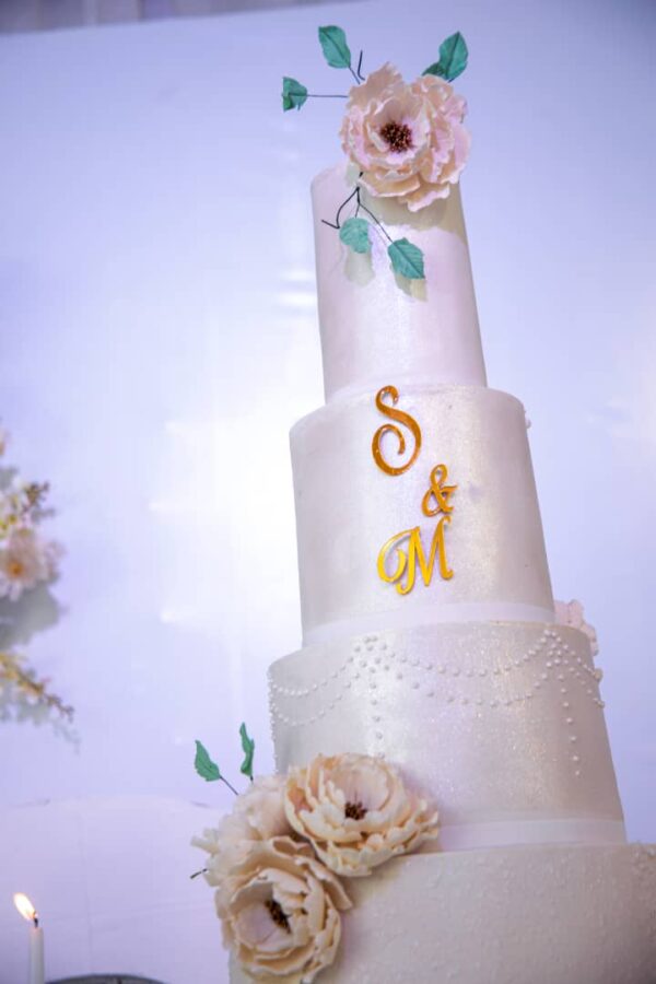 4 Tier All White Wedding Cake - Image 2